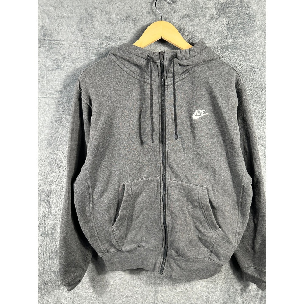 Nike Sportswear Club Fleece Full Zip Hoodie Charcoal Grey Mens Small S Futura